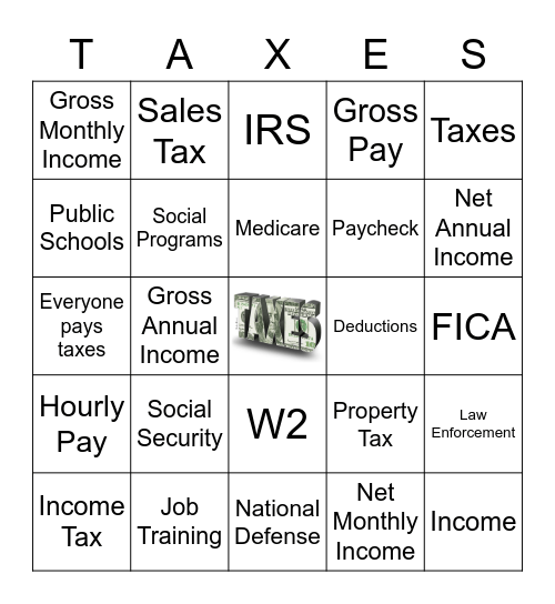 Taxes Bingo Card