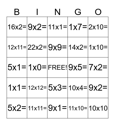 Multiplication Bingo By: Layla A. Bingo Card