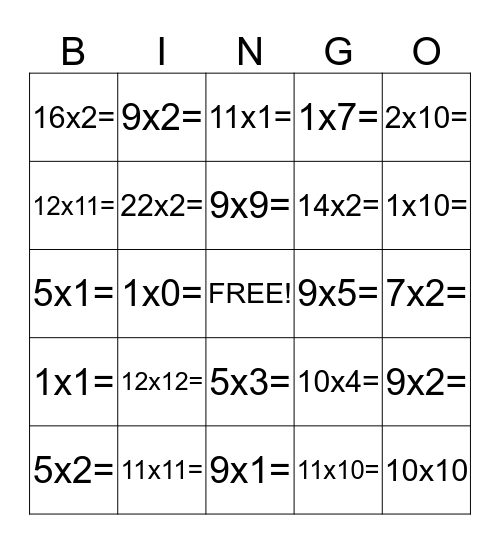 Multiplication Bingo By: Layla A. Bingo Card