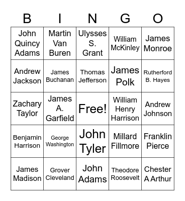 President's Day! Bingo Card
