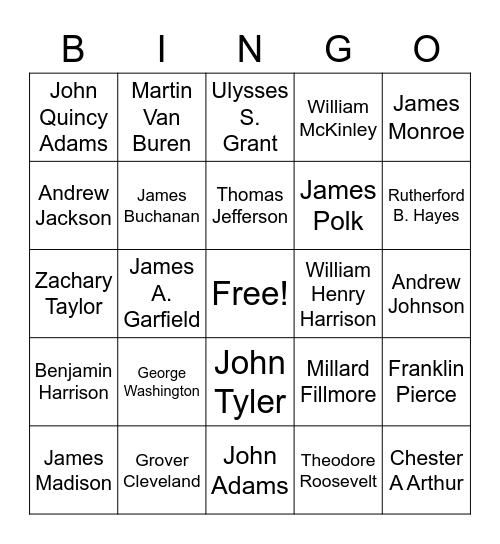 President's Day! Bingo Card