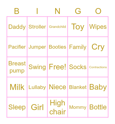Baby Bingo Card