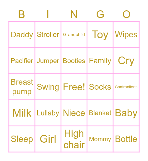 Baby Bingo Card