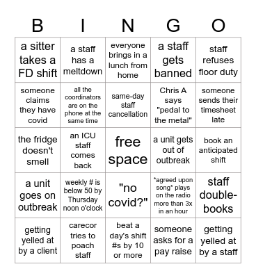 Helping Hands Bingo Card