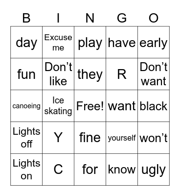 MGA ASL Lessons 1-5 Bingo Card