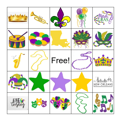 Mardi Gras Bingo! Bingo Card