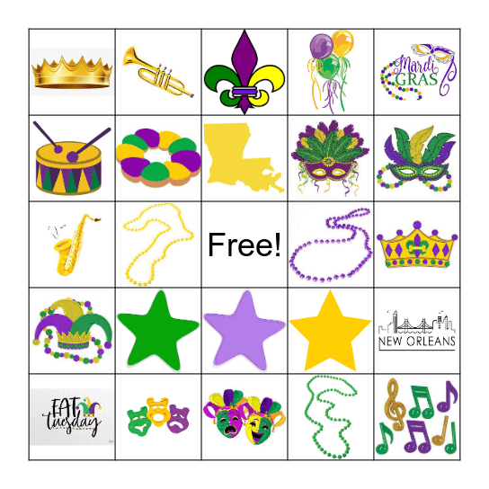 Mardi Gras Bingo! Bingo Card