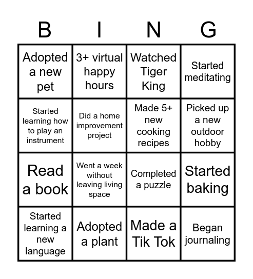 bEYngo Bingo Card