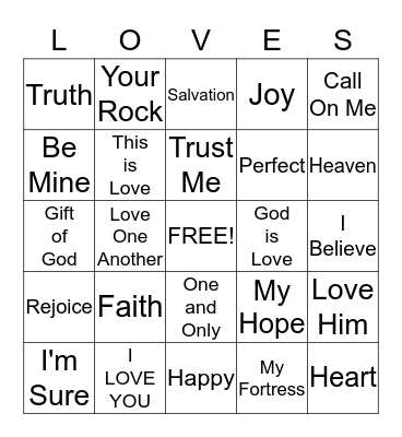 JESUS LOVES ME Bingo Card
