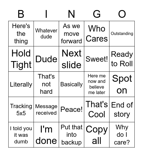 Tracking 5x5 with Chris Bingo Card