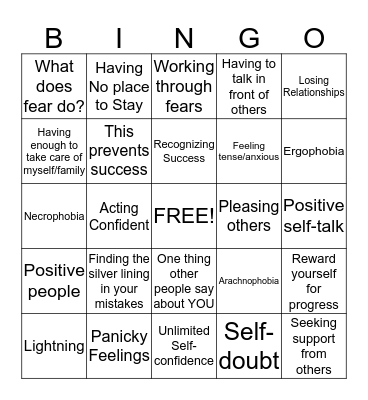 Hopes vs. Fears Bingo Card