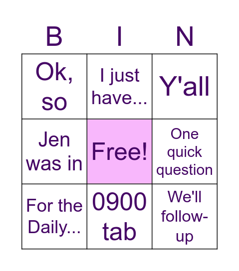 Happy's Bin...go Bingo Card