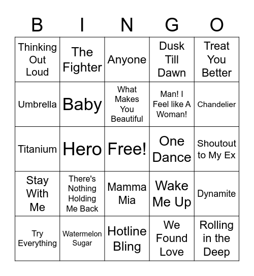 International Artists Bingo Card