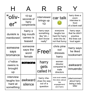 dwd Bingo Card