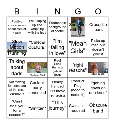 Matt James The Bachellor Bingo Card
