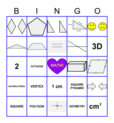 E-cademy+ Geometry BINGO Card