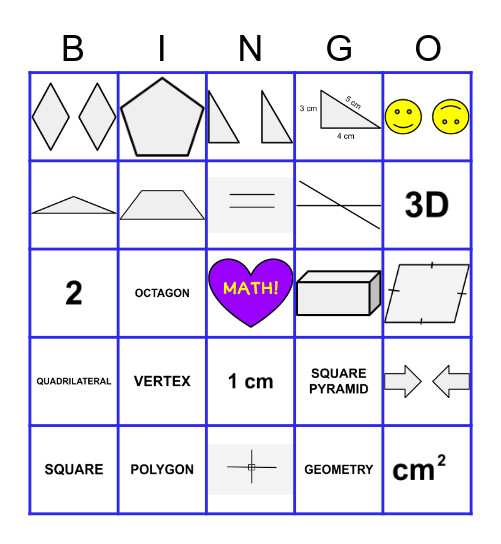 E-cademy+ Geometry BINGO Card