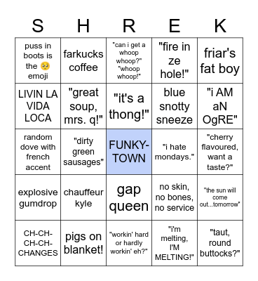 SHREK #2 (ENGLISH) Bingo Card