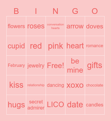 Valentine's Bingo Card