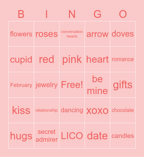 Valentine's Bingo Card