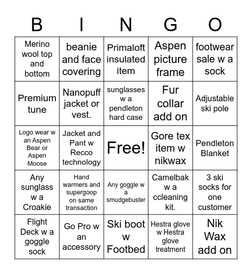 Bingo Unchained Bingo Card