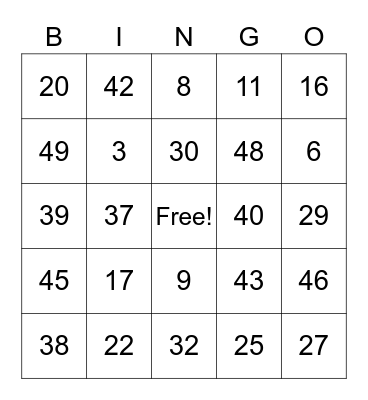BHM Music & Movies BINGO Card