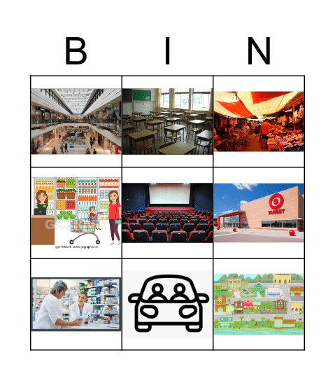 Los lugares del vecindario 6A Bingo Card