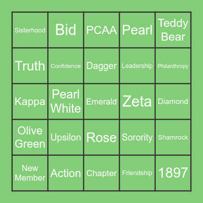 Kappa Delta Bingo Card