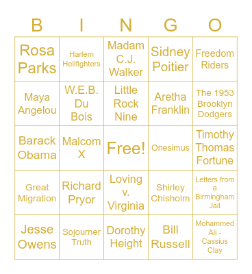 DOF x AACE BHM Bingo Card