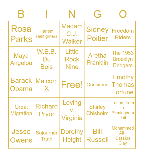 DOF x AACE BHM Bingo Card