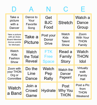 THON Rise and Unify Bingo Card