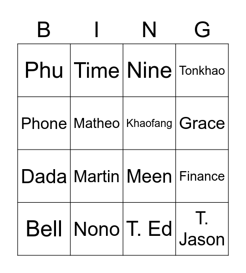 P3/1: Week 11, Bingo #2 Bingo Card