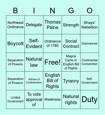 Organizing Principle 2 Bingo Card