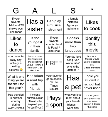 Galentine's Day Bingo Card