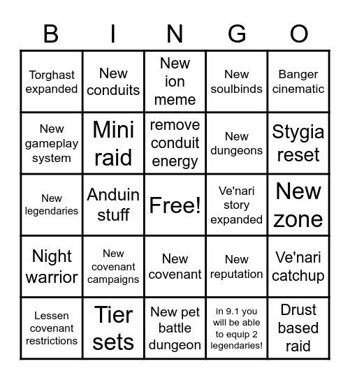 Blizz Bingo Card