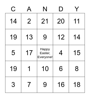 Easter Bunny, BINGO Card