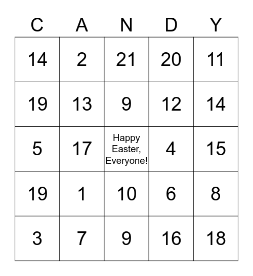 Easter Bunny, BINGO Card