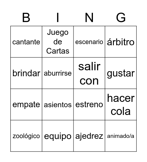 Vocabulario (Span 3) Bingo Card