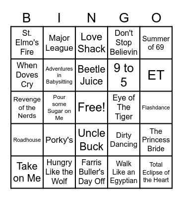 WC Totally 80's Project Graduation BINGO Card