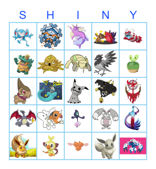 Shiny Pokemon Bingo Card