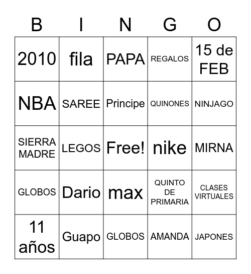 DARIO Bingo Card
