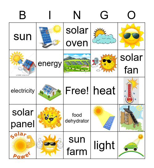 Solar Power Bingo Card