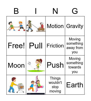 Forces & Motion Bingo Card