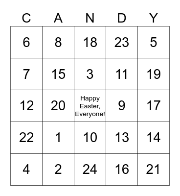 Easter Bunny BINGO Card