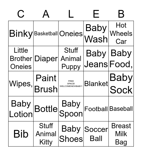 Baby Bingo Card