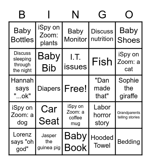 Baby Bingo Card