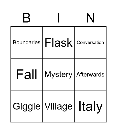 All fall Down- Chapter 5 Bingo Card
