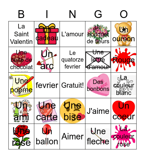 La Saint Valentin Bingo Card