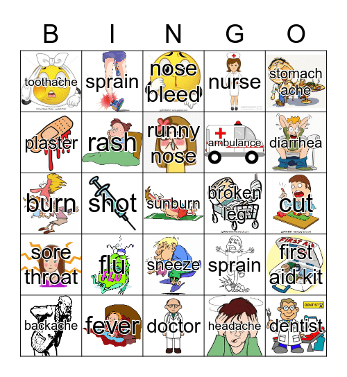 health problems bingo Card