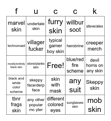 Skin bingo Card